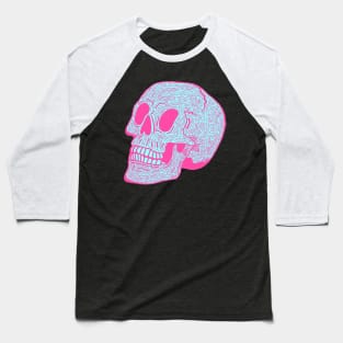 Skull Doodle (Pink) Baseball T-Shirt